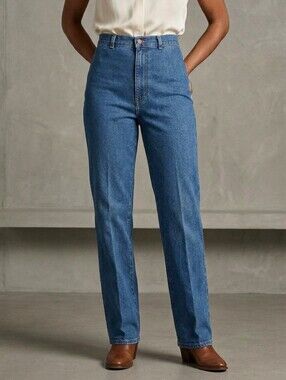 VTG Rebel Jeans High Rise Straight Leg Blue Denim EU 44 / US 16